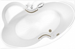 BellSan Акриловая ванна Индиго 168x110 R с гидромассажем с ручками белая/бронза – фотография-3